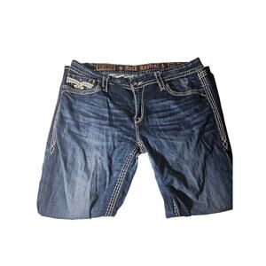 Rock Revival Womens 34 Ella Easy Boot Jeans Distressed Denim Jeans Size 36x28